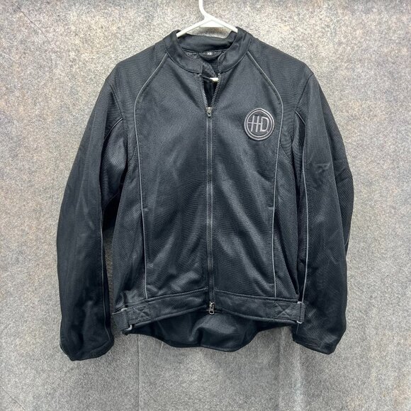 Harley-Davidson Jacket Womens XS Black Genuine Biker Eagle Logo USA VTG Mesh